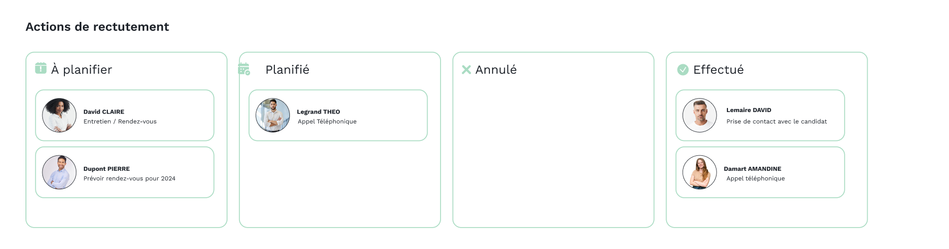 Suivi des actions de recrutement pour un cabinet de recrutement